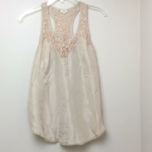 Aritzia Wilfred Nude Silk Lace Tank XXS